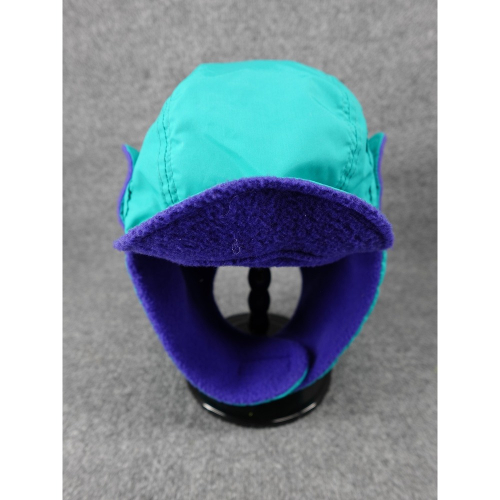 Columbia Trapper Hat Unisex L/XL Teal Purple Good Vintage 90s Fleece Lined USA